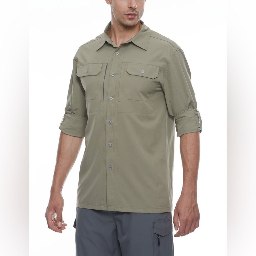 Little Donkey Andy Long Sleeve Fishing Shirt NEW Khaki Quick Dry UPF 50 XXL